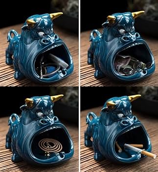 ✨️1点限り✨️大特価‼️個性派 灰皿 陶磁器 Amazon.co.jp: 灰皿 大きく口を開けたウシ 迫力満点 ユニーク